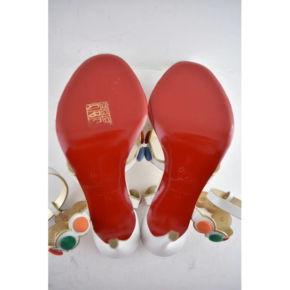Christian Louboutin Smartissima 100 White Multi Ankle Strap Sandal Heel Pump 35 - Picture 11 of 11